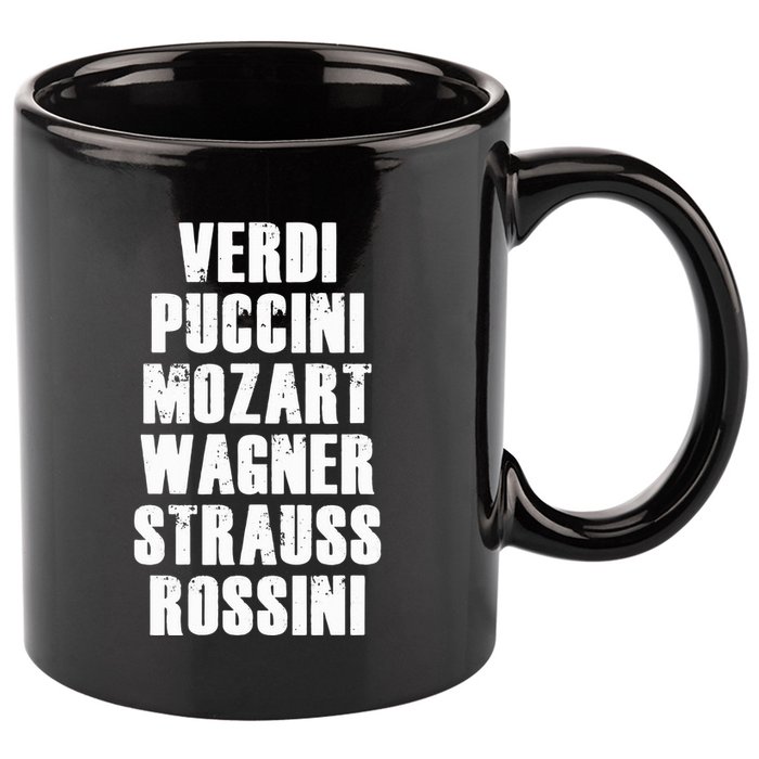 Verdi Puccini Mozart Wagner Strauss Rossini Opera 11oz C Handle Ceramic Mug