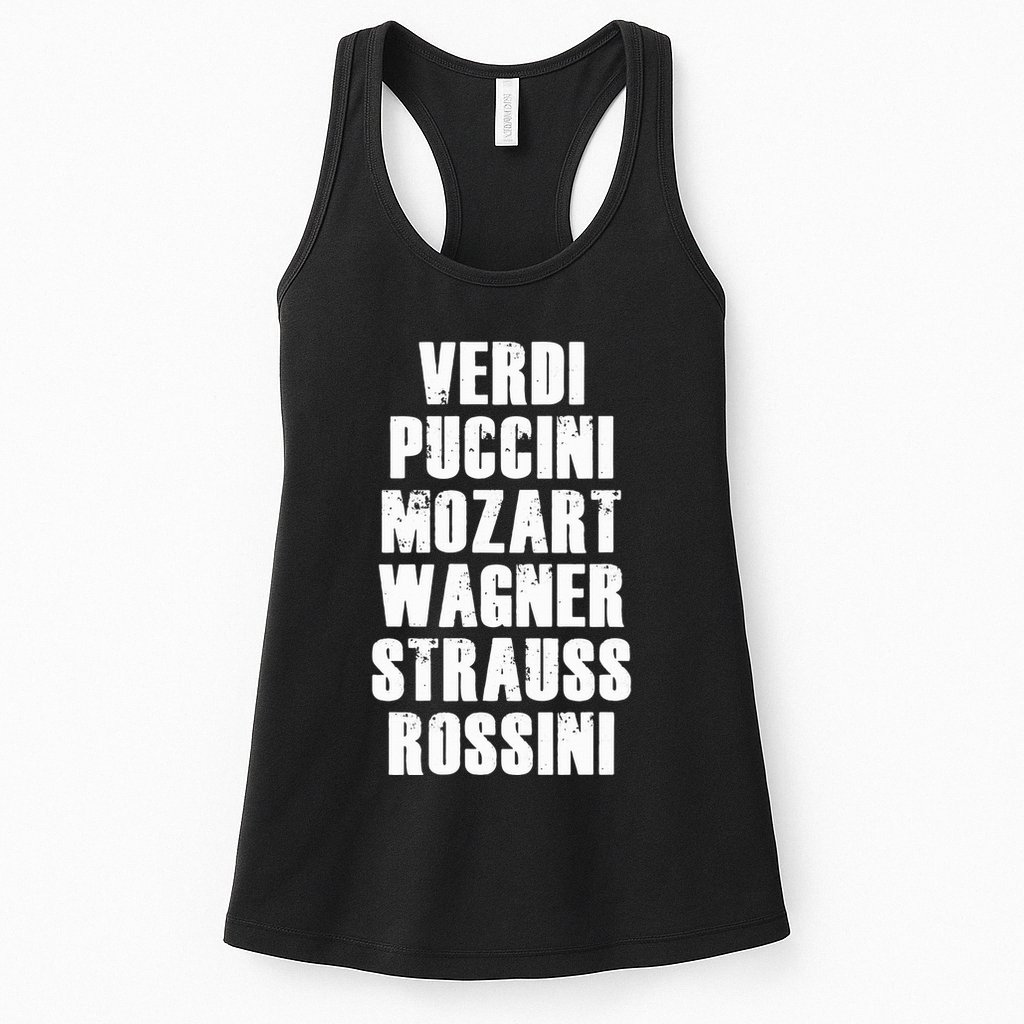 Verdi Puccini Mozart Wagner Strauss Rossini Opera Womens Tank Top