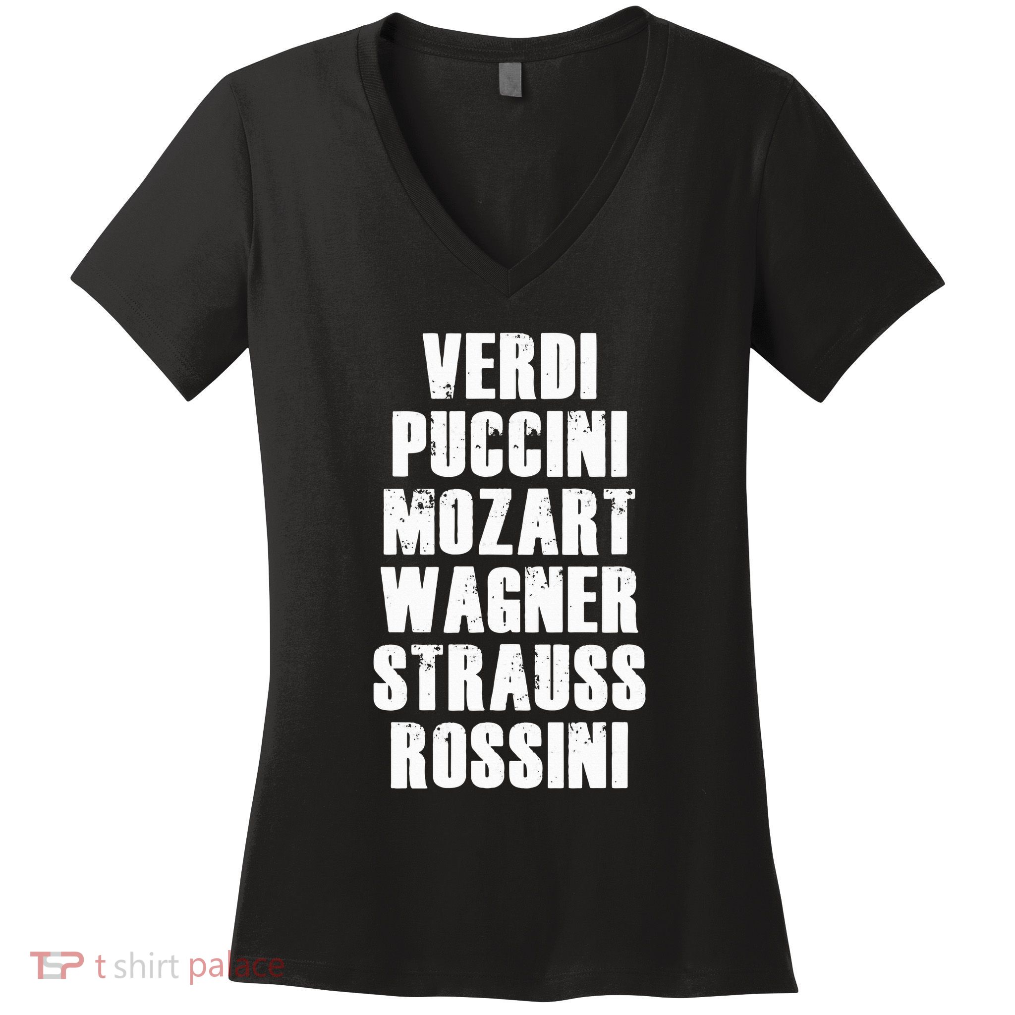 Verdi Puccini Mozart Wagner Strauss Rossini Opera Women's V-Neck T-Shirt