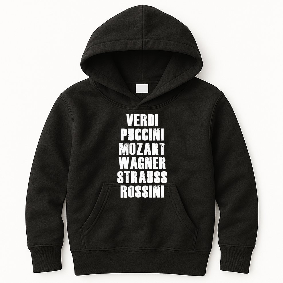 Verdi Puccini Mozart Wagner Strauss Rossini Opera Kids Hoodie