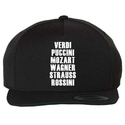Verdi Puccini Mozart Wagner Strauss Rossini Opera Wool Snapback Cap