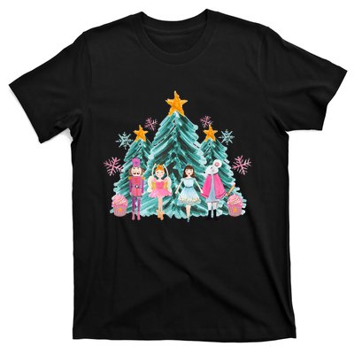 Vintage Pink Nutcracker Squad Ballet Women Pink Christmas T-Shirt