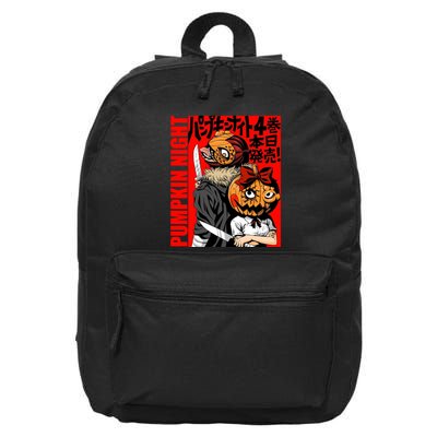 Vintage Pumpkin Night Anime 16 in Basic Backpack