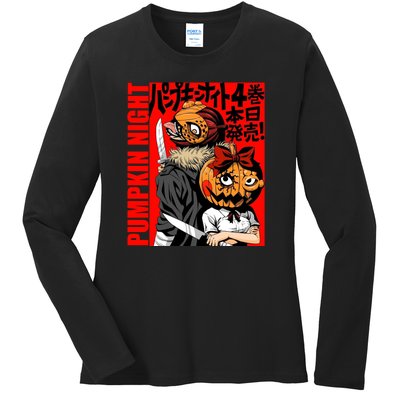 Vintage Pumpkin Night Anime Ladies Long Sleeve Shirt