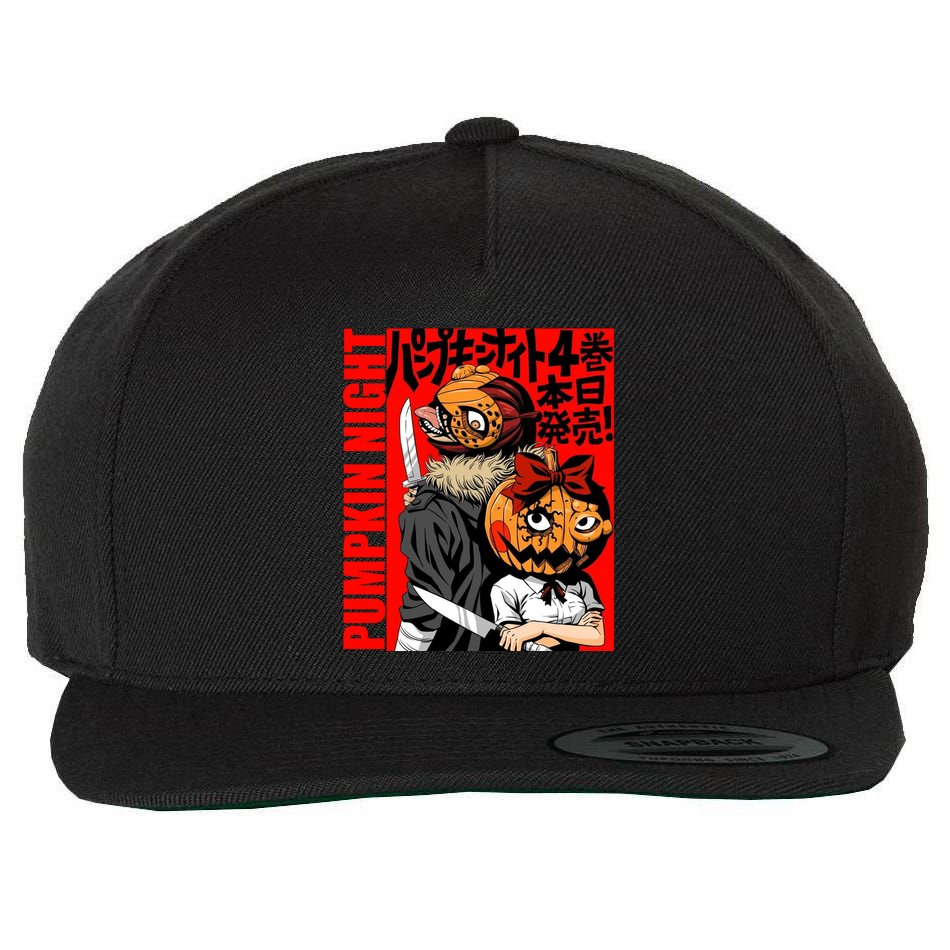 Vintage Pumpkin Night Anime Wool Snapback Cap