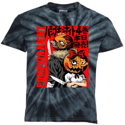 Vintage Pumpkin Night Anime Kids Tie-Dye T-Shirt