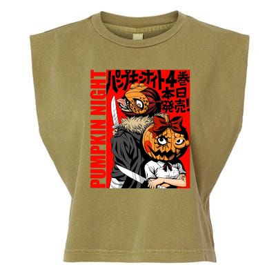 Vintage Pumpkin Night Anime Garment-Dyed Women's Muscle Tee