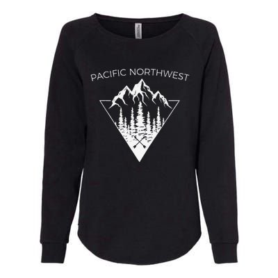 Vintage Pacific Northwest Cool PNW Mountain Trees Womens California Wash Sweatshirt