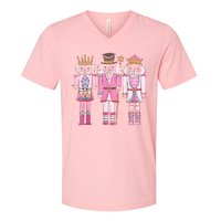 Vintage Pink Nutcracker Squad Girl Kids Pink Christmas V-Neck T-Shirt