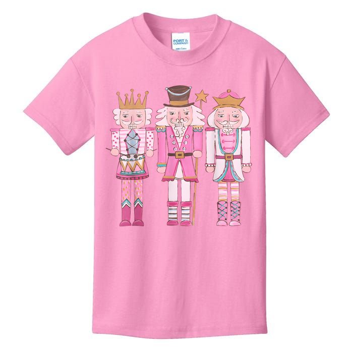 Vintage Pink Nutcracker Squad Girl Kids Pink Christmas Kids T-Shirt