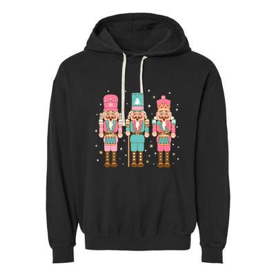 Vintage Pink Nutcracker Squad Women Girl Kids Pink Christmas Garment-Dyed Fleece Hoodie