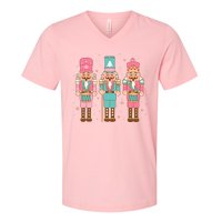 Vintage Pink Nutcracker Squad Women Girl Kids Pink Christmas V-Neck T-Shirt