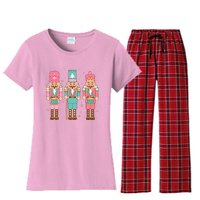 Vintage Pink Nutcracker Squad Women Girl Kids Pink Christmas Women's Flannel Pajama Set