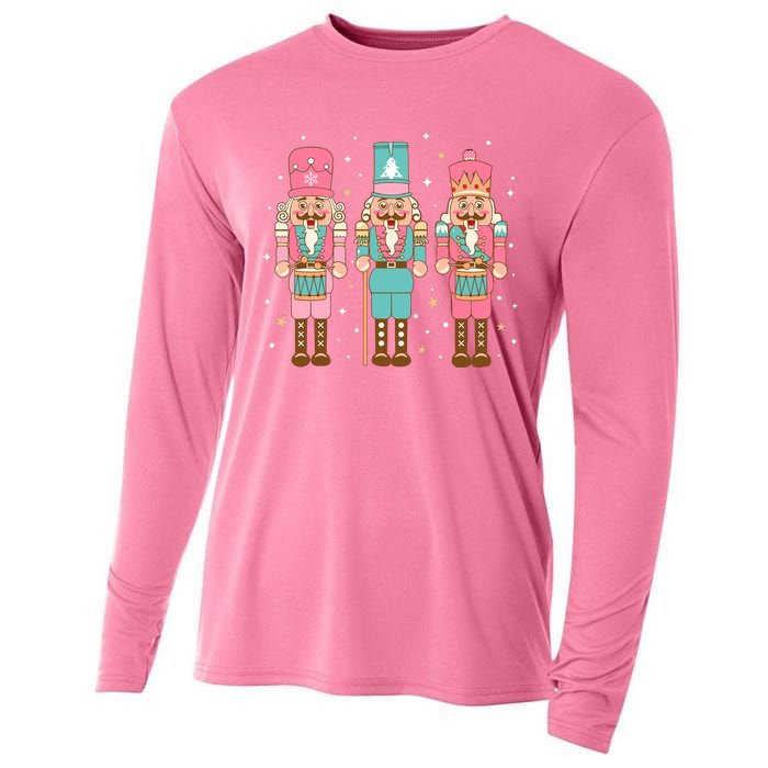 Vintage Pink Nutcracker Squad Women Girl Kids Pink Christmas Cooling Performance Long Sleeve Crew