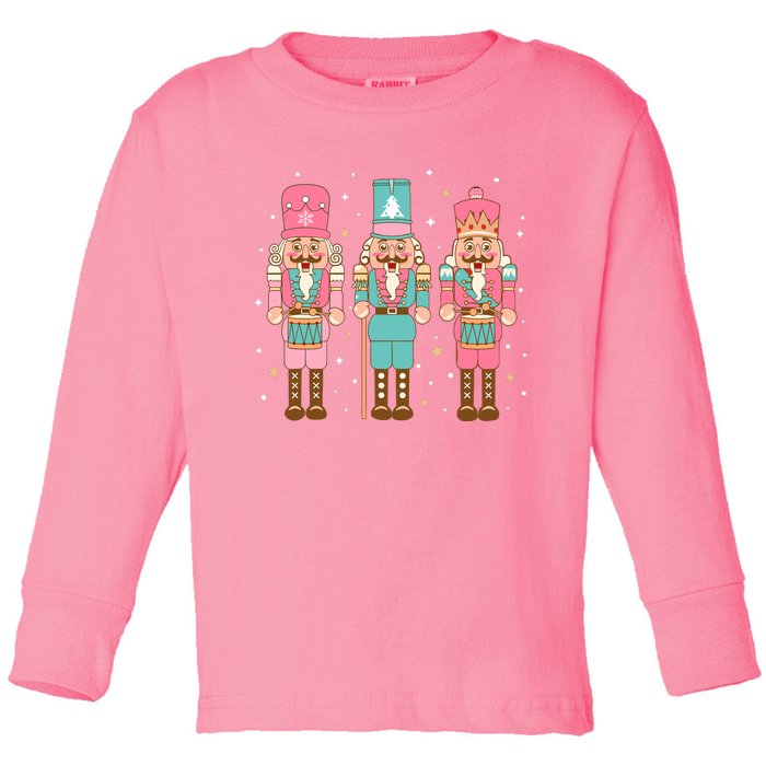 Vintage Pink Nutcracker Squad Women Girl Kids Pink Christmas Toddler Long Sleeve Shirt