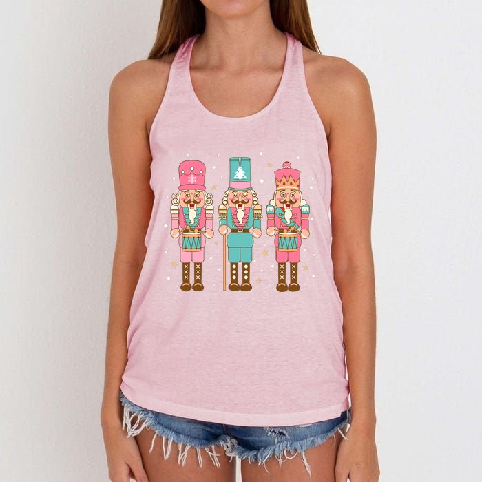 Vintage Pink Nutcracker Squad Women Girl Kids Pink Christmas Women's Knotted Racerback Tank