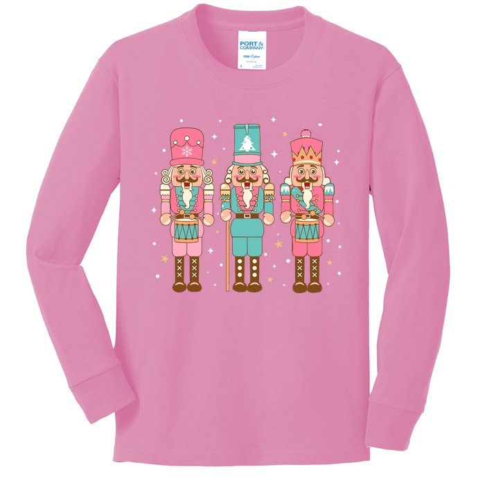 Vintage Pink Nutcracker Squad Women Girl Kids Pink Christmas Kids Long Sleeve Shirt