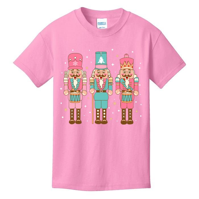 Vintage Pink Nutcracker Squad Women Girl Kids Pink Christmas Kids T-Shirt