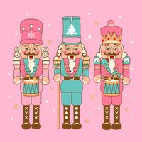 Vintage Pink Nutcracker Squad Women Girl Kids Pink Christmas Kids T-Shirt