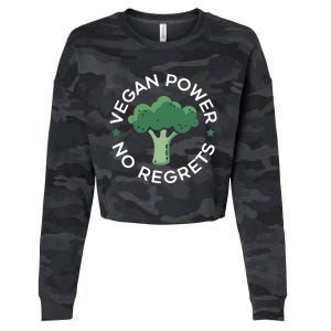 Vegan Power No Regrets Herbivore Vegetarian Veggies Veganism Cute Gift Cropped Pullover Crew