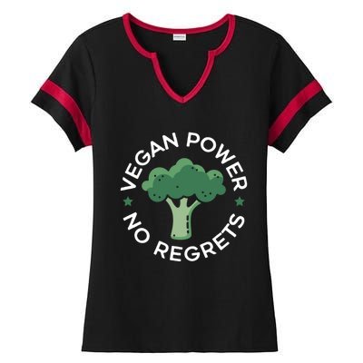 Vegan Power No Regrets Herbivore Vegetarian Veggies Veganism Cute Gift Ladies Halftime Notch Neck Tee