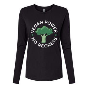 Vegan Power No Regrets Herbivore Vegetarian Veggies Veganism Cute Gift Womens Cotton Relaxed Long Sleeve T-Shirt