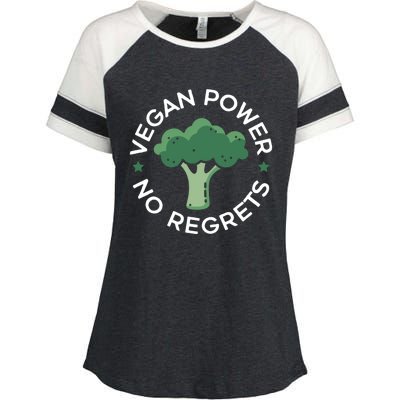 Vegan Power No Regrets Herbivore Vegetarian Veggies Veganism Cute Gift Enza Ladies Jersey Colorblock Tee