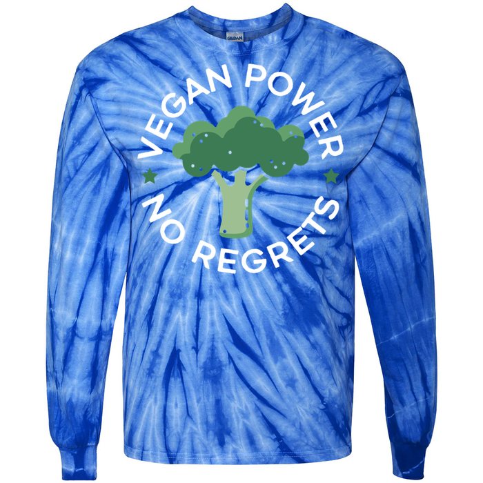 Vegan Power No Regrets Herbivore Vegetarian Veggies Veganism Cute Gift Tie-Dye Long Sleeve Shirt