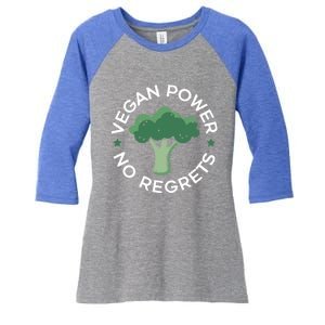 Vegan Power No Regrets Herbivore Vegetarian Veggies Veganism Cute Gift Women's Tri-Blend 3/4-Sleeve Raglan Shirt