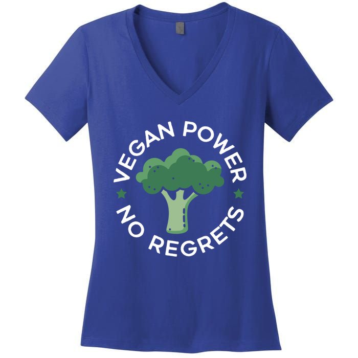 Vegan Power No Regrets Herbivore Vegetarian Veggies Veganism Cute Gift Women's V-Neck T-Shirt