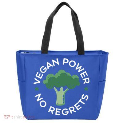 Vegan Power No Regrets Herbivore Vegetarian Veggies Veganism Cute Gift Zip Tote Bag