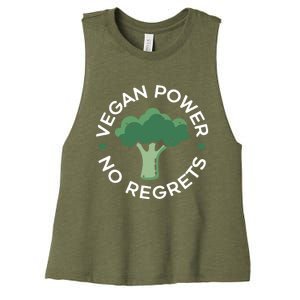 Vegan Power No Regrets Herbivore Vegetarian Veggies Veganism Cute Gift Women's Racerback Cropped Tank