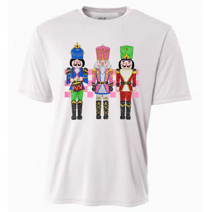 Vintage Pink Nutcracker Squad Ballet Women Pink Christmas Cooling Performance Crew T-Shirt