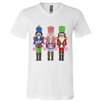 Vintage Pink Nutcracker Squad Ballet Women Pink Christmas V-Neck T-Shirt