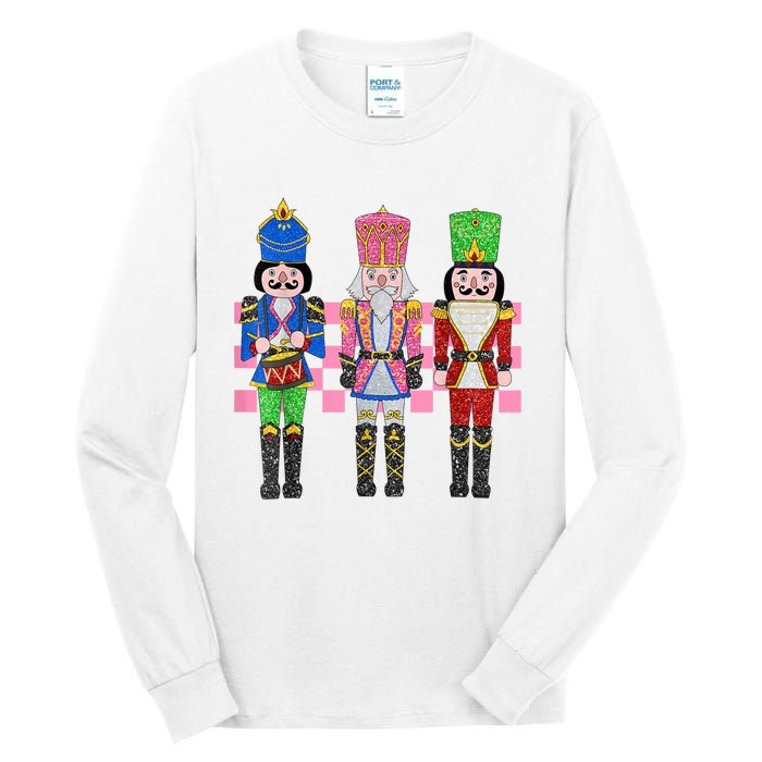 Vintage Pink Nutcracker Squad Ballet Women Pink Christmas Tall Long Sleeve T-Shirt