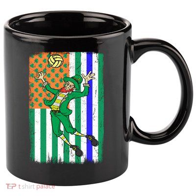 Volleyball Police Officer Cop Irish Usa Flag St Patricks Day Gift 11oz C Handle Ceramic Mug