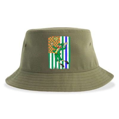 Volleyball Police Officer Cop Irish Usa Flag St Patricks Day Gift Sustainable Bucket Hat