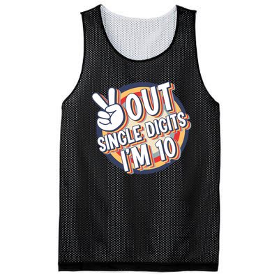 Vintage Peace Out Single Digits I'm 10 Birthday Bday Mesh Reversible Basketball Jersey Tank