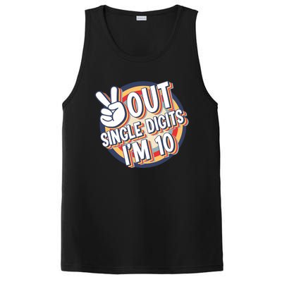 Vintage Peace Out Single Digits I'm 10 Birthday Bday PosiCharge Competitor Tank