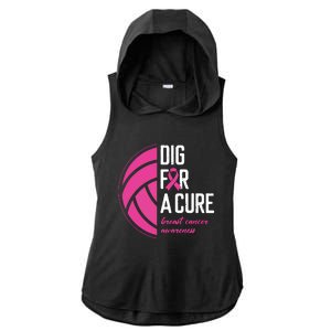 Volleyball Pink Out Dig For A Cure Breast Cancer Awareness Ladies PosiCharge Tri-Blend Wicking Draft Hoodie Tank