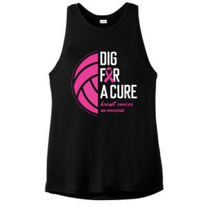 Volleyball Pink Out Dig For A Cure Breast Cancer Awareness Ladies PosiCharge Tri-Blend Wicking Tank