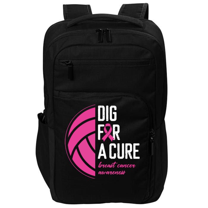 Volleyball Pink Out Dig For A Cure Breast Cancer Awareness Impact Tech Backpack