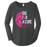 Volleyball Pink Out Dig For A Cure Breast Cancer Awareness Women's Perfect Tri Tunic Long Sleeve Shirt