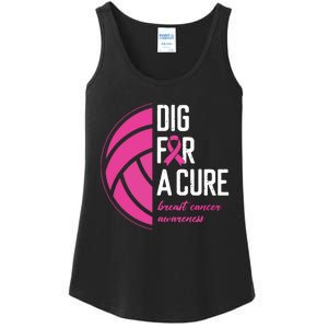 Volleyball Pink Out Dig For A Cure Breast Cancer Awareness Ladies Essential Tank