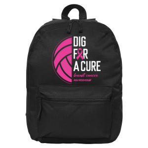 Volleyball Pink Out Dig For A Cure Breast Cancer Awareness 16 in Basic Backpack