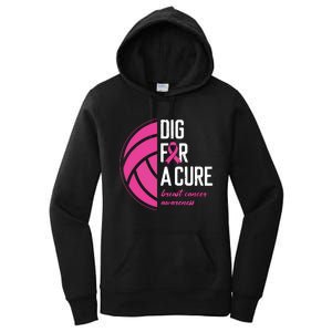 Volleyball Pink Out Dig For A Cure Breast Cancer Awareness Women's Pullover Hoodie