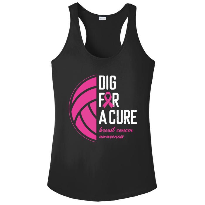 Volleyball Pink Out Dig For A Cure Breast Cancer Awareness Ladies PosiCharge Competitor Racerback Tank