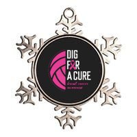 Volleyball Pink Out Dig For A Cure Breast Cancer Awareness Metallic Star Ornament