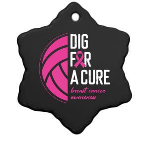 Volleyball Pink Out Dig For A Cure Breast Cancer Awareness Ceramic Star Ornament