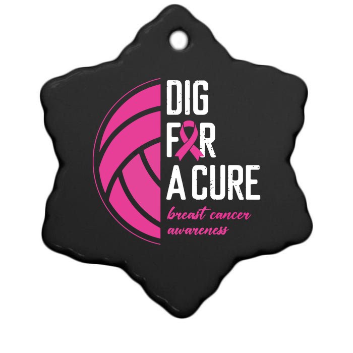 Volleyball Pink Out Dig For A Cure Breast Cancer Awareness Ceramic Star Ornament